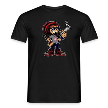 Dreadlock Smoker - Stoned man - High & Happy - Männer T-Shirt - Schwarz - Vorne - AI Model Male 178 light (178cm)