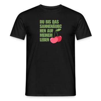 Lustige Valentinstag-Sprüche mit Kirsche drauf - Männer T-Shirt - Schwarz - Vorne - AI Model Male 178 light (178cm)