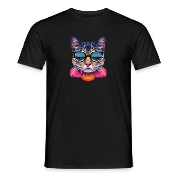 Class Cat with Sunglasses - Men's T-Shirt - black - Front - AI Model Male 178 light (178cm)