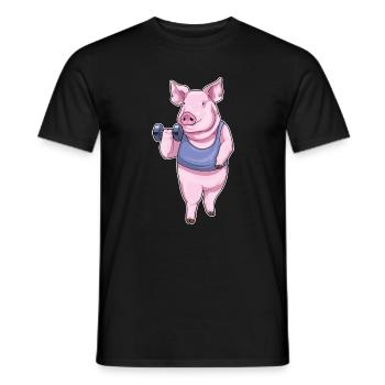 Bodybuilder cochon avec haltères - T-shirt homme - noir - Devant - AI Model Male 178 light (178cm)