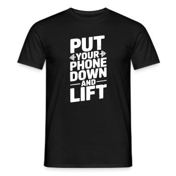 Legen Sie Ihr Telefon weg und heben Sie es an - Männer T-Shirt - Schwarz - Vorne - AI Model Male 178 light (178cm)