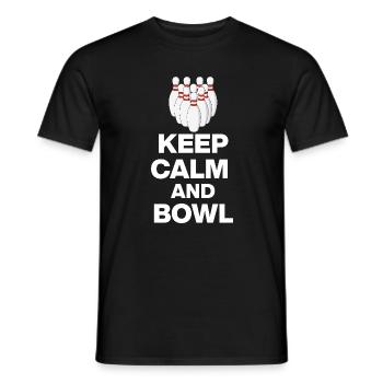 KEEP CALM AND BOWL, STRIKE MEISTER! PIN SNIPER - Männer T-Shirt - Schwarz - Vorne - AI Model Male 178 light (178cm)