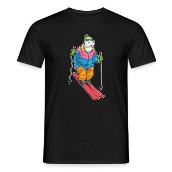 Eisbär Skifahrer Ski Wintersport - Männer T-Shirt - Schwarz - Vorne - AI Model Male 178 light (178cm)