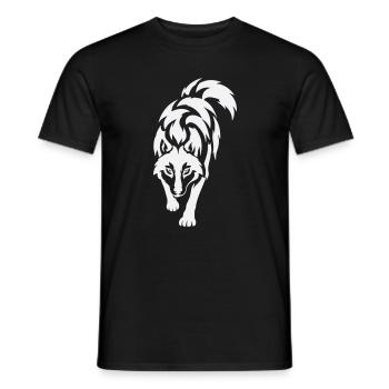 Wolfs Silhouette im Kontrast - Männer T-Shirt - Schwarz - Vorne - AI Model Male 178 light (178cm)