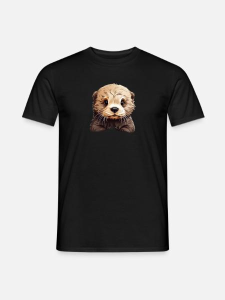 Otter Süß Witziges Tierfreund Geschenk - Männer T-Shirt - Schwarz