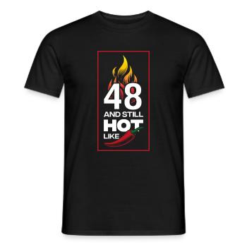 48. Geburtstag and still hot - Männer T-Shirt - Schwarz - Vorne - AI Model Male 178 light (178cm)
