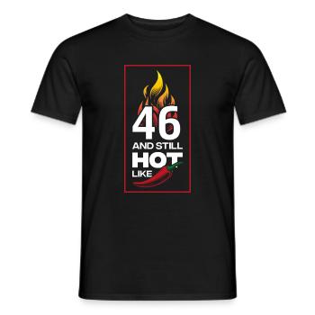 46. Geburtstag and still hot - Männer T-Shirt - Schwarz - Vorne - AI Model Male 178 light (178cm)