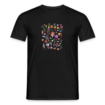 T-shirt floral Bloom with Grace - Collection Natur - Men's T-Shirt - black - Front - AI Model Male 178 light (178cm)