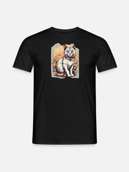 Whisker WonderlandNiedliches Kätzchen Katze Orange Halsband - Mænd T-shirt - sort