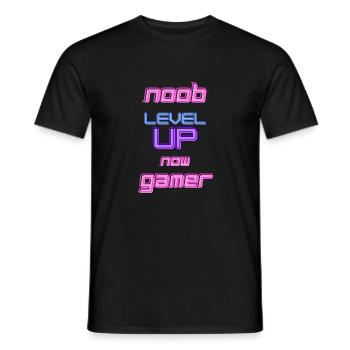 Gamer Design Noob Level Up Gamer - Men's T-Shirt - black - Front - AI Model Male 178 light (178cm)