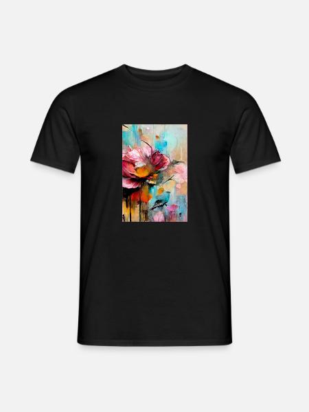 Foral Abstract Rose Blooms Abstrakt - Männer T-Shirt - Schwarz