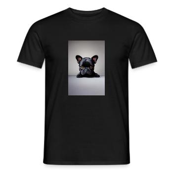Cute Black French Bulldog Poster - Men's T-Shirt - black - Front - AI Model Male 178 light (178cm)