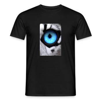 black and white lion with blue eyes RIGHT EYE - Men's T-Shirt - black - Front - AI Model Male 178 light (178cm)