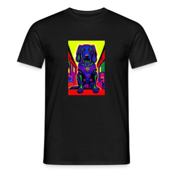 Super hero dog #15 - Men's T-Shirt - black - Front - AI Model Male 178 light (178cm)
