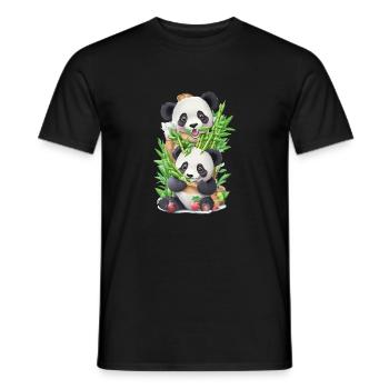 Panda Bär ißt Bambus - Männer T-Shirt - Schwarz - Vorne - AI Model Male 178 light (178cm)