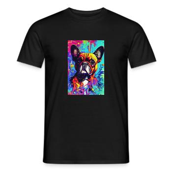 Modern Pop Art Print | colorful | French Bulldog - Men's T-Shirt - black - Front - AI Model Male 178 light (178cm)