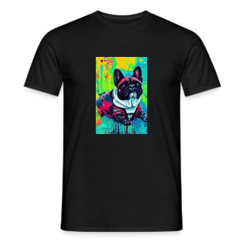 Modern Pop Art Print | colorful | French Bulldog - Men's T-Shirt - black - Front - AI Model Male 178 light (178cm)