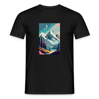 Alpine Elegance: Minimalist Beauty of the Mountain - Men's T-Shirt - black - Front - AI Model Male 178 light (178cm)