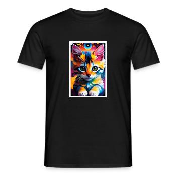 Chat mignon Pop Art Art moderne - T-shirt homme - noir - Devant - AI Model Male 178 light (178cm)