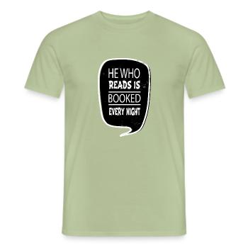 book children i love books jokes jokes geek sayings - Men's T-Shirt - sage - Front - AI Model Male 178 light (178cm)