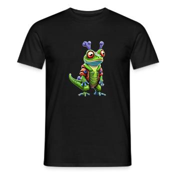 Gecko Galacticus: Ein außerirdisches Abenteuer - Männer T-Shirt - Schwarz - Vorne - AI Model Male 178 light (178cm)