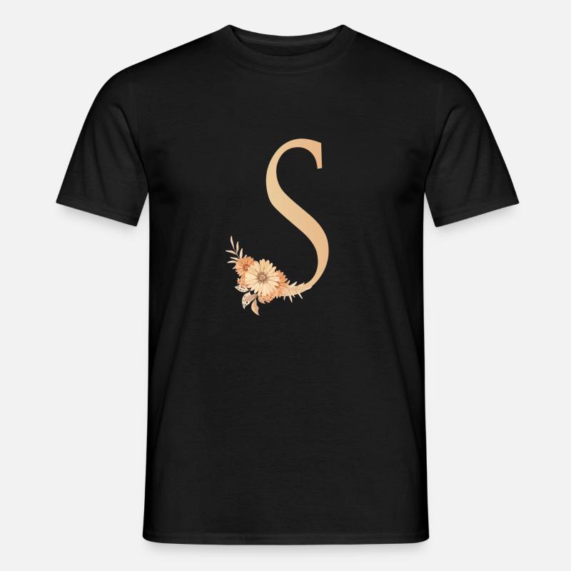 Buchstabe S mit Blumen - Männer T-Shirt - Schwarz