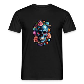 Space Planets Skull - Men's T-Shirt - black - Front - AI Model Male 178 light (178cm)