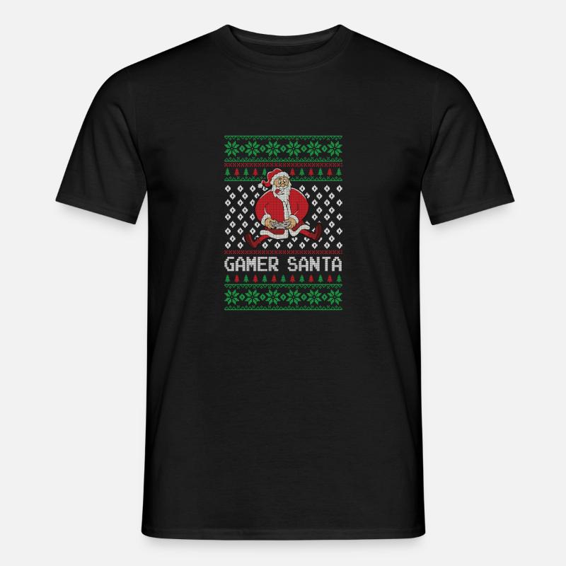 Weihnachten Gamer Ugly X-Mas Pullover Geschenk - Männer T-Shirt - Schwarz