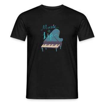 Music is life - Men's T-Shirt - black - Front - AI Model Male 178 light (178cm)