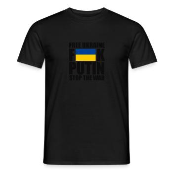 Free Ukraine F* Putin - Men's T-Shirt - black - Front - AI Model Male 178 light (178cm)
