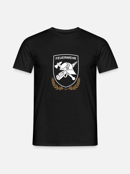 Feuerwehr Logo Wappenform - Männer T-Shirt - Schwarz