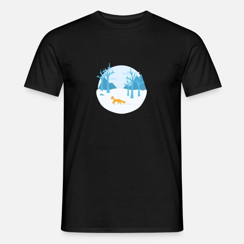 Winterfuchs - Männer T-Shirt - Schwarz