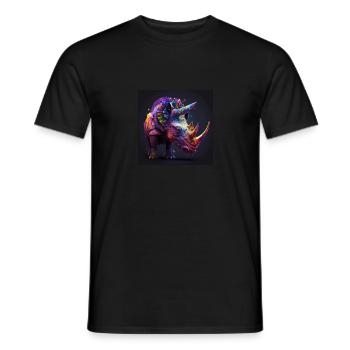 Tricerratops coloré, design unique - T-shirt homme - noir - Devant - AI Model Male 178 light (178cm)