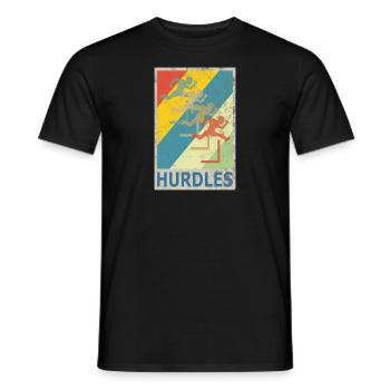 Retro vintage style hurdles hurdler - Men's T-Shirt - black - Front - AI Model Male 178 light (178cm)