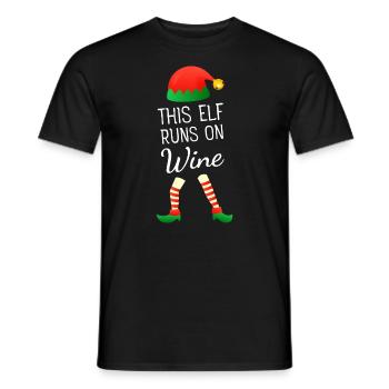 This Elf Runs On Wine - Christmas Xmas Outfit - Men's T-Shirt - black - Front - AI Model Male 178 light (178cm)