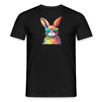 Lapin coloré cool avec des lunettes de soleil lapin - T-shirt homme - noir - Devant - AI Model Male 178 light (178cm)