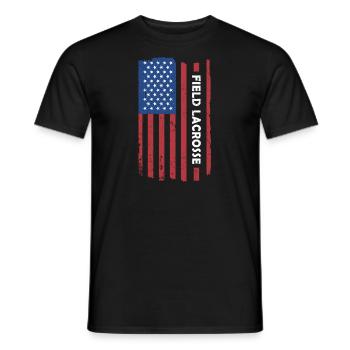 Sport Us Flag Field Lacrosse - Männer T-Shirt - Schwarz - Vorne - AI Model Male 178 light (178cm)