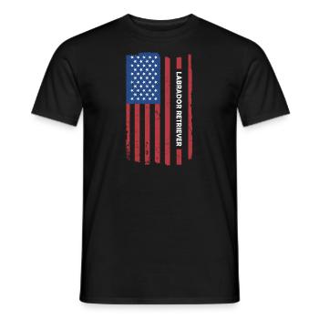 Labrador Retriever Us Flag - Men's T-Shirt - black - Front - AI Model Male 178 light (178cm)