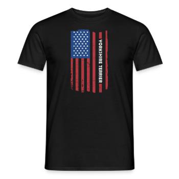 Yorkshire Terrier Us Flag - T-shirt homme - noir - Devant - AI Model Male 178 light (178cm)