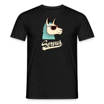Servus Lama Alpaka Trachtenshirt Spruch - Männer T-Shirt - Schwarz - Vorne - AI Model Male 178 light (178cm)