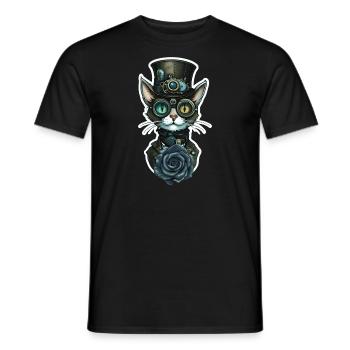 Chat Steampunk Rose Noire Gothique - T-shirt homme - noir - Devant - AI Model Male 178 light (178cm)