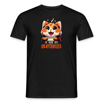 Chat rigolo chaton cut chat potté rigolo chaton - T-shirt homme - noir - Devant - AI Model Male 178 light (178cm)