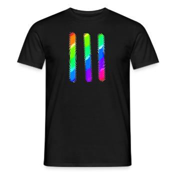Lignes | Lignes ondulées | symboles | Modèle - T-shirt homme - noir - Devant - AI Model Male 178 light (178cm)
