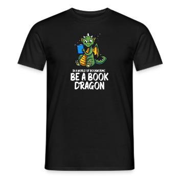 Buch Drache Bücher Lesen Bücherwurm Buchnerd Roman - Männer T-Shirt - Schwarz - Vorne - AI Model Male 178 light (178cm)