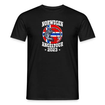 Norwegen Angeltour 2023 Angeln - Männer T-Shirt - Schwarz - Vorne - AI Model Male 178 light (178cm)