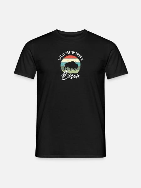Bison Retro Stiere Büffellove Spruch - Männer T-Shirt - Schwarz