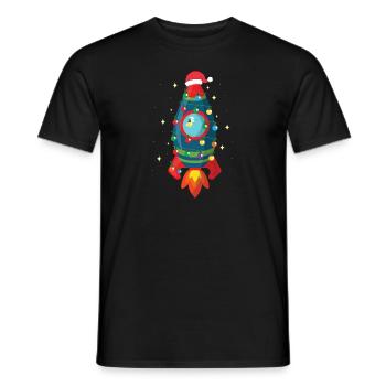 Idée de cadeau de vacances de Noël cool fusée spatiale - T-shirt homme - noir - Devant - AI Model Male 178 light (178cm)