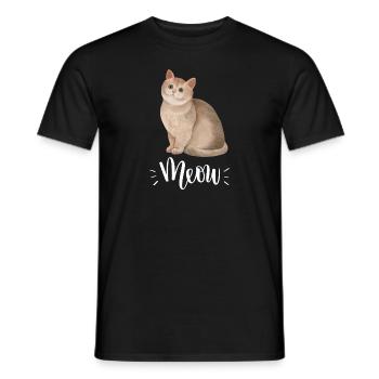 Mignon Kawaii drôle de chat disant miaulement - T-shirt homme - noir - Devant - AI Model Male 178 light (178cm)