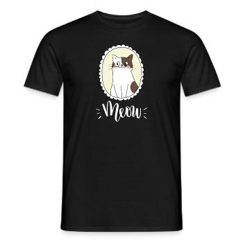 Mignon Kawaii drôle de chat disant miaulement - T-shirt homme - noir - Devant - AI Model Male 178 light (178cm)