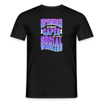 Superheroes do better Capes are called Social - Men's T-Shirt - black - Front - AI Model Male 178 light (178cm)